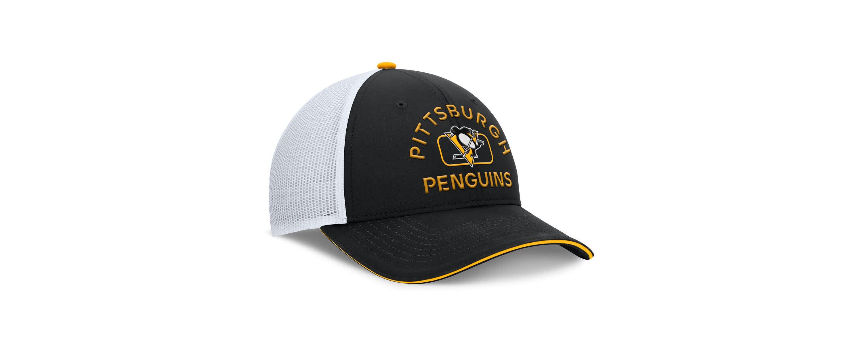 NHL Fanatics Black/White Pittsburgh Penguins Authentic Pro Rink Trucker Hat