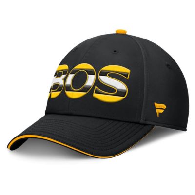 Men's NHL Fanatics Black/Gold Authentic Pro Rink Team Code Flex Hat, Black, Medium