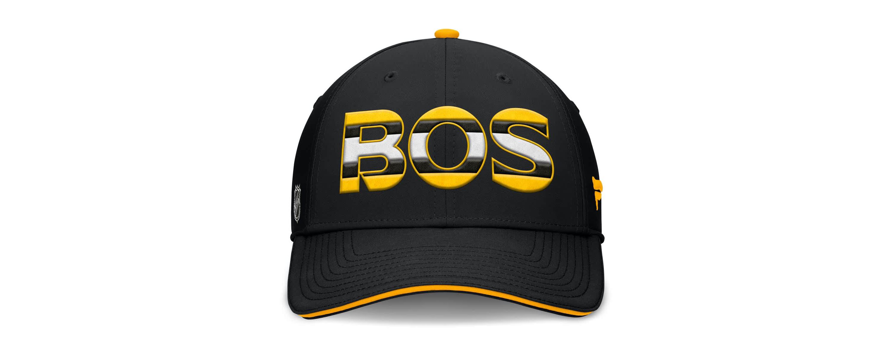NHL Fanatics Black/Gold Authentic Pro Rink Team Code Flex Hat