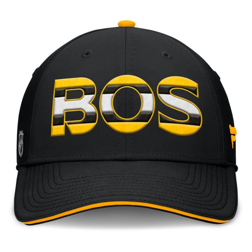NHL Fanatics Black/Gold Authentic Pro Rink Team Code Flex Hat