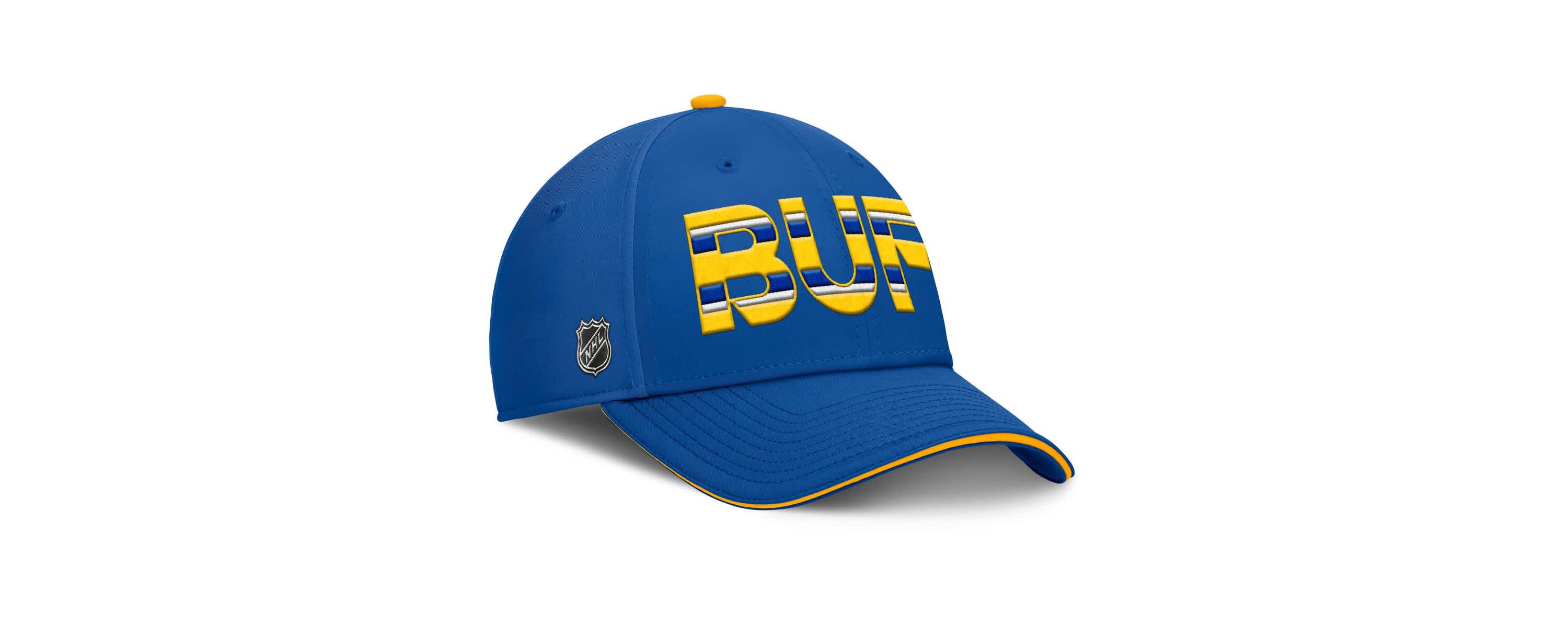 NHL Fanatics Royal/Gold Buffalo Sabres Authentic Pro Rink Team Code Flex Hat