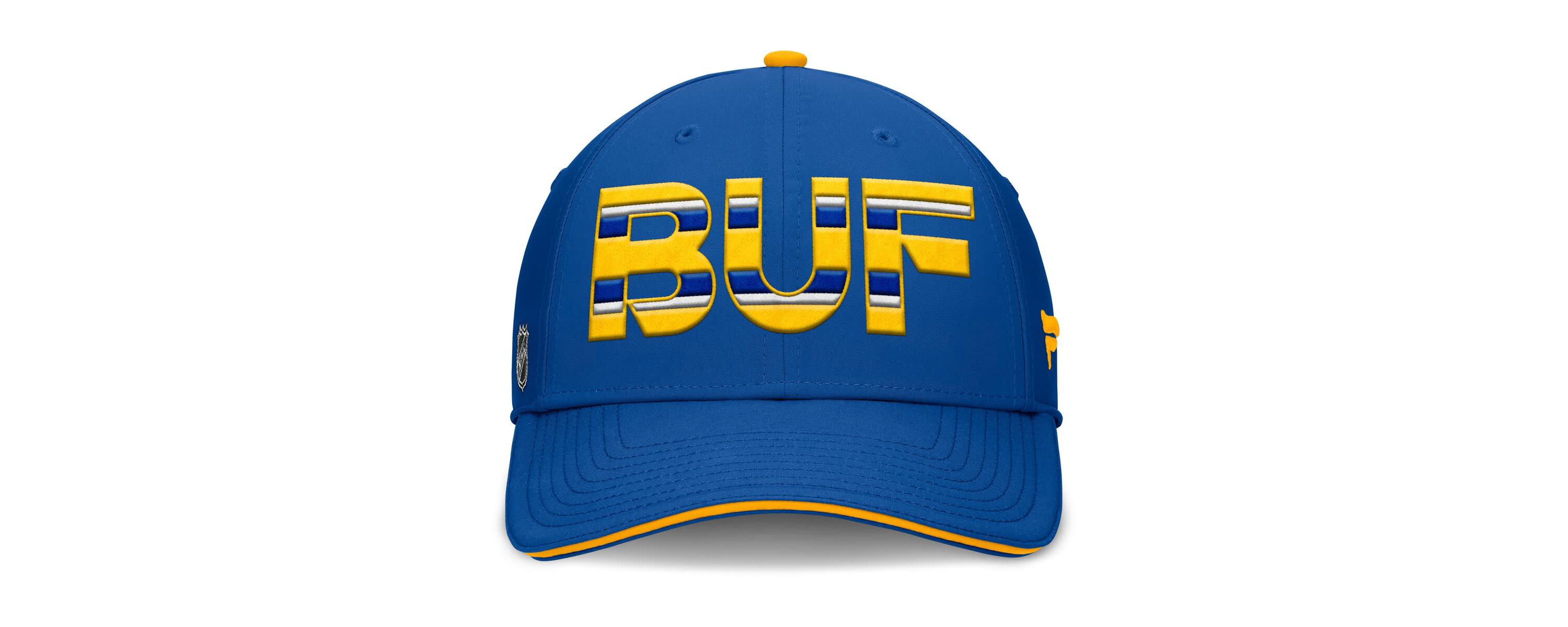 NHL Fanatics Royal/Gold Buffalo Sabres Authentic Pro Rink Team Code Flex Hat