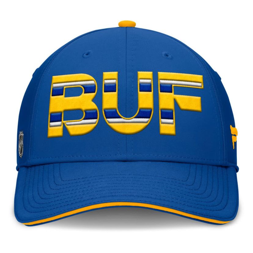 NHL Fanatics Royal/Gold Buffalo Sabres Authentic Pro Rink Team Code Flex Hat