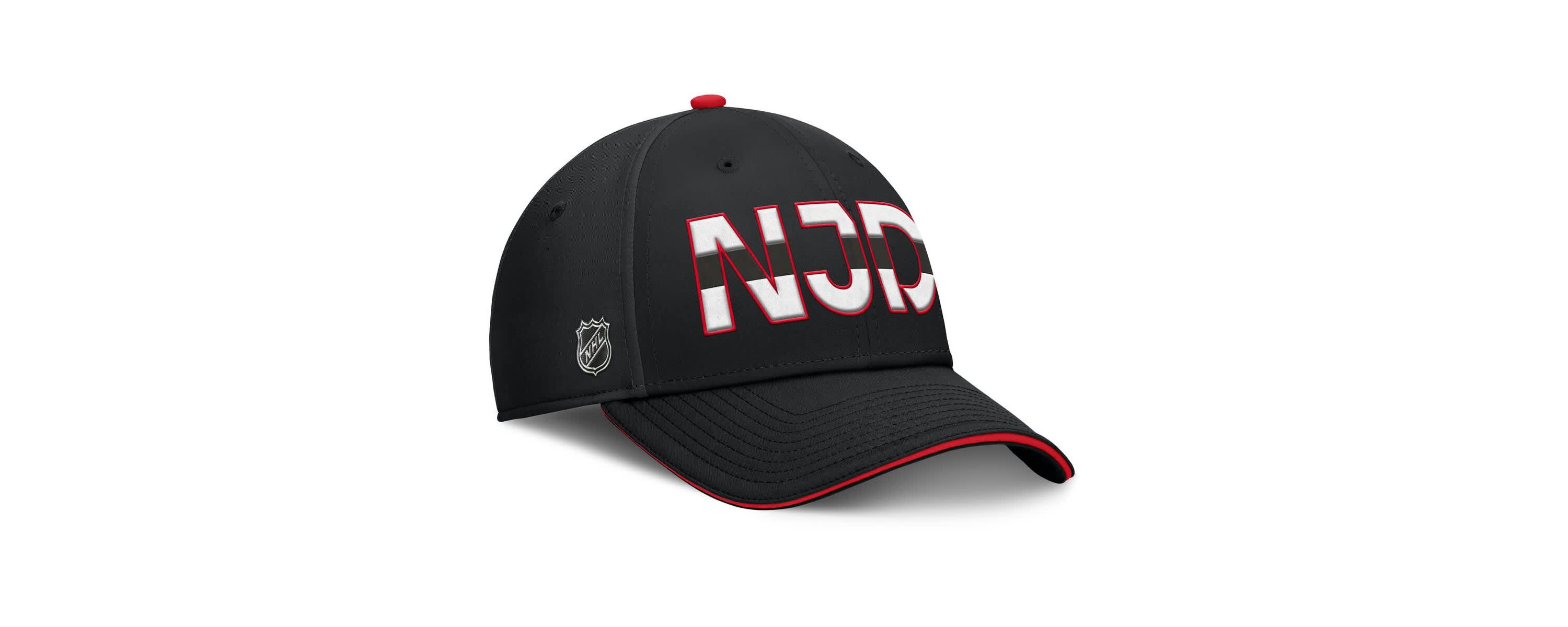 NHL Fanatics Black/Red New Jersey Devils Authentic Pro Rink Team Code Flex Hat