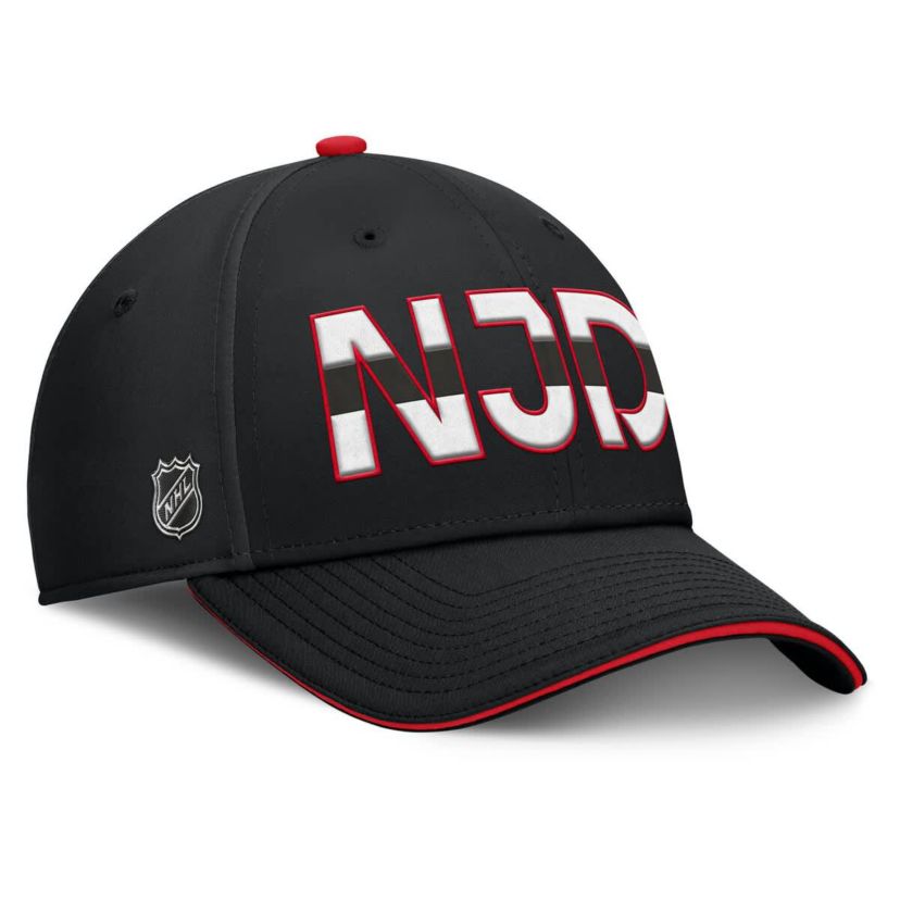 NHL Fanatics Black/Red New Jersey Devils Authentic Pro Rink Team Code Flex Hat