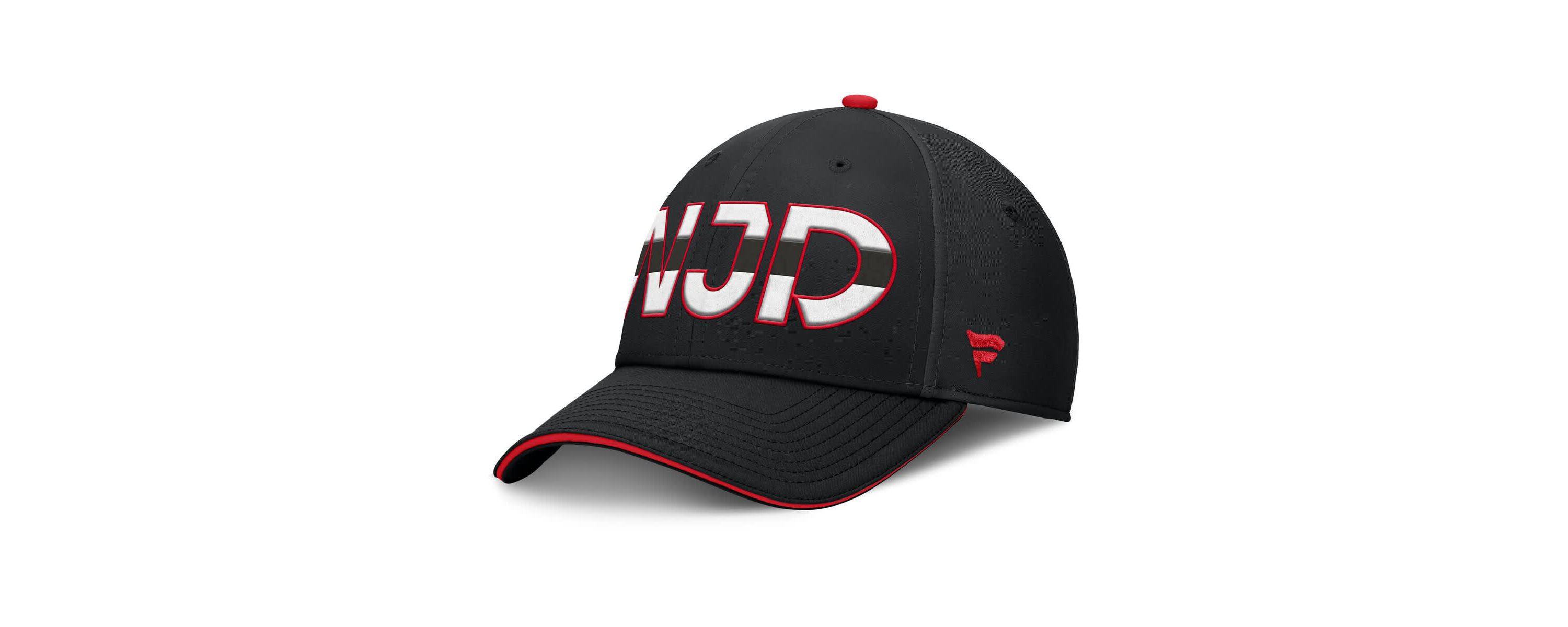 NHL Fanatics Black/Red New Jersey Devils Authentic Pro Rink Team Code Flex Hat