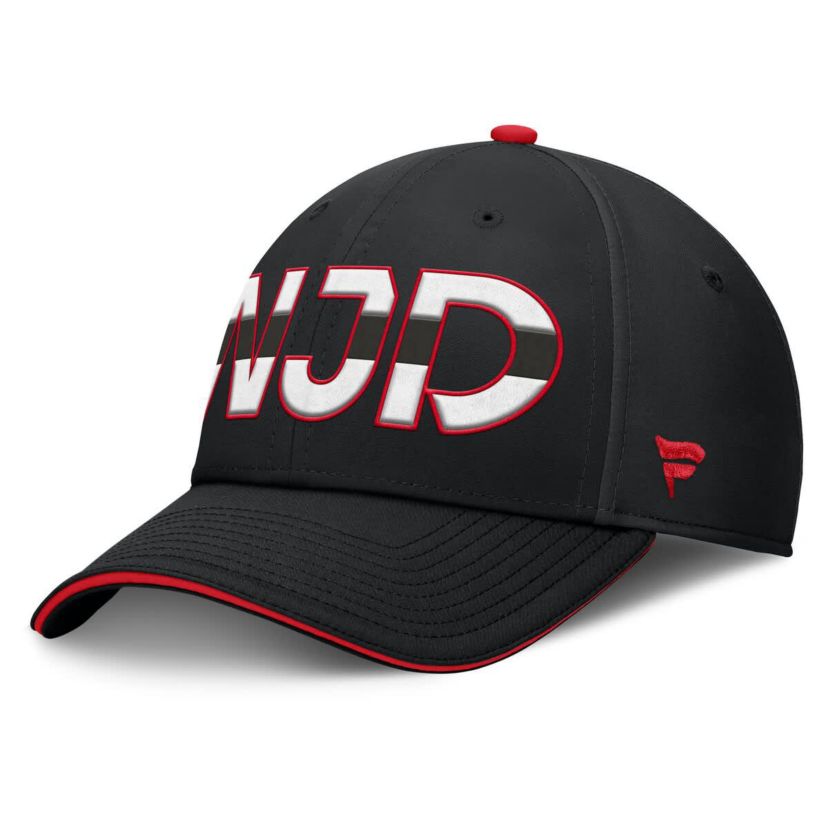 NHL Fanatics Black/Red New Jersey Devils Authentic Pro Rink Team Code Flex Hat
