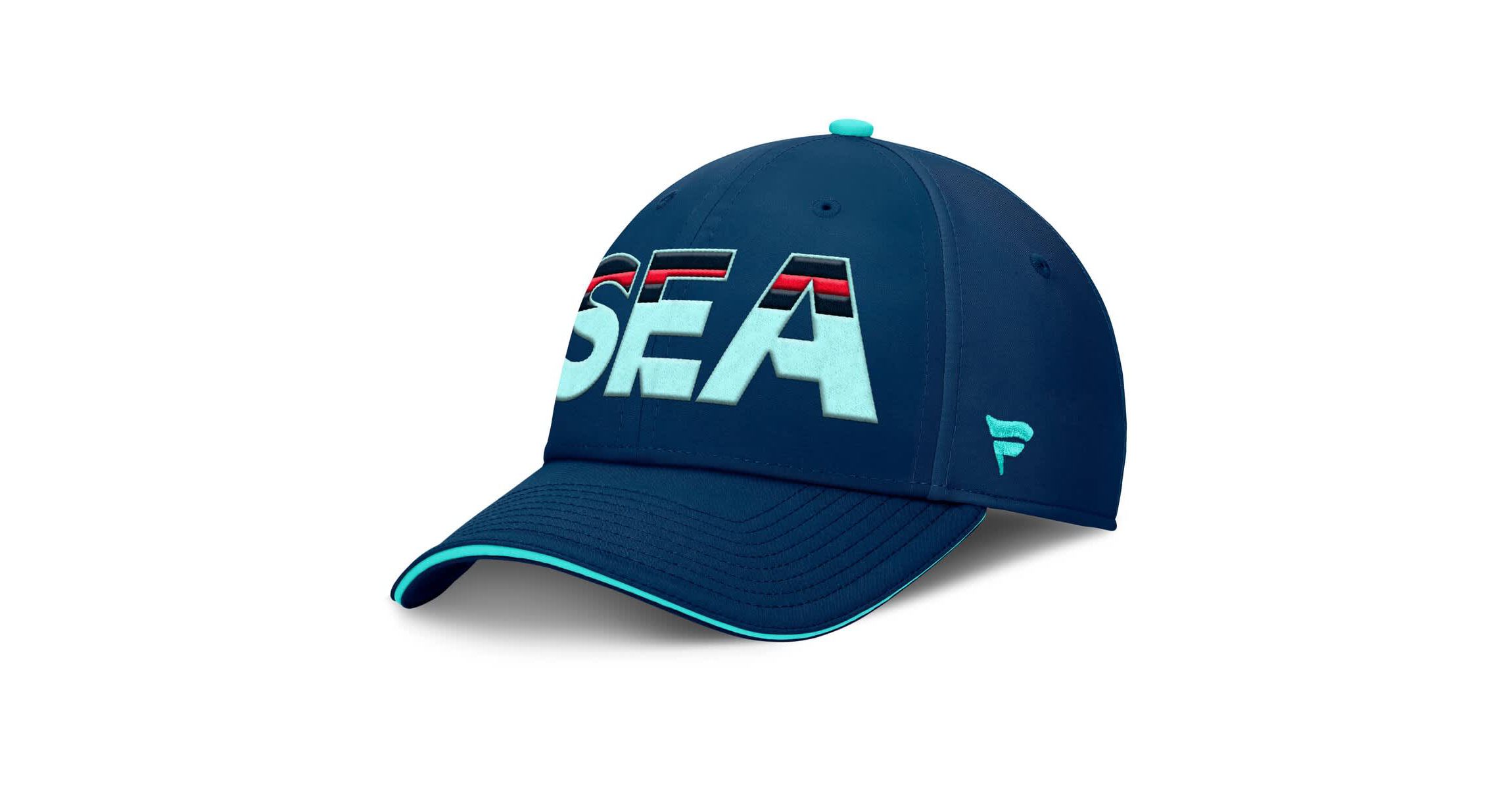 NHL Fanatics Deep Sea Blue/Light Seattle Kraken Authentic Pro Rink Team Code Flex Hat