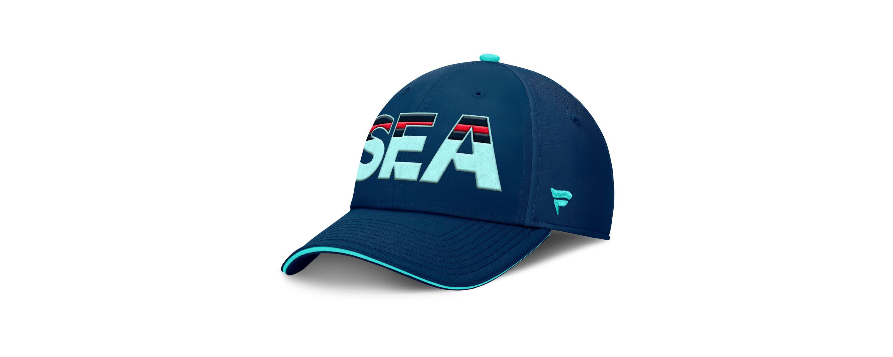 NHL Fanatics Deep Sea Blue/Light Seattle Kraken Authentic Pro Rink Team Code Flex Hat
