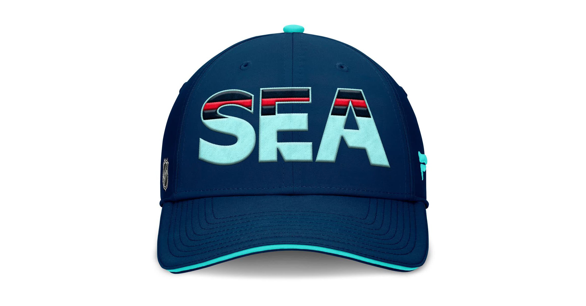 NHL Fanatics Deep Sea Blue/Light Seattle Kraken Authentic Pro Rink Team Code Flex Hat