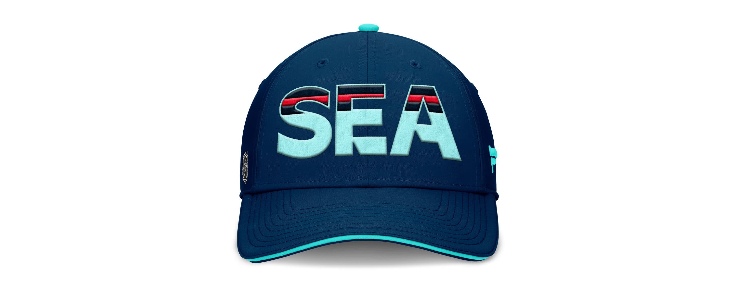 NHL Fanatics Deep Sea Blue/Light Seattle Kraken Authentic Pro Rink Team Code Flex Hat