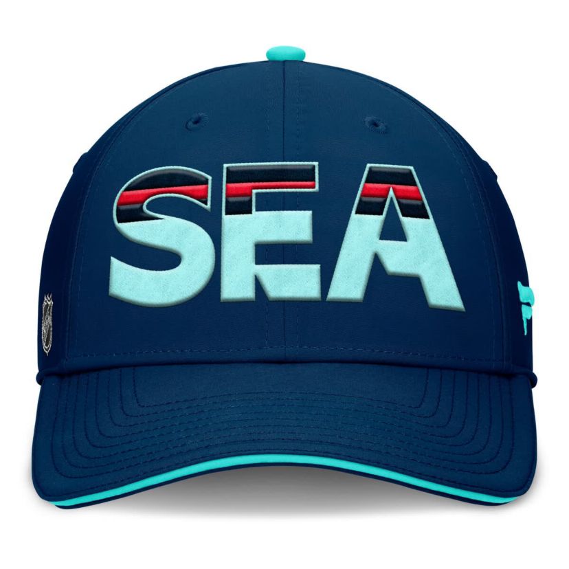 NHL Fanatics Deep Sea Blue/Light Seattle Kraken Authentic Pro Rink Team Code Flex Hat