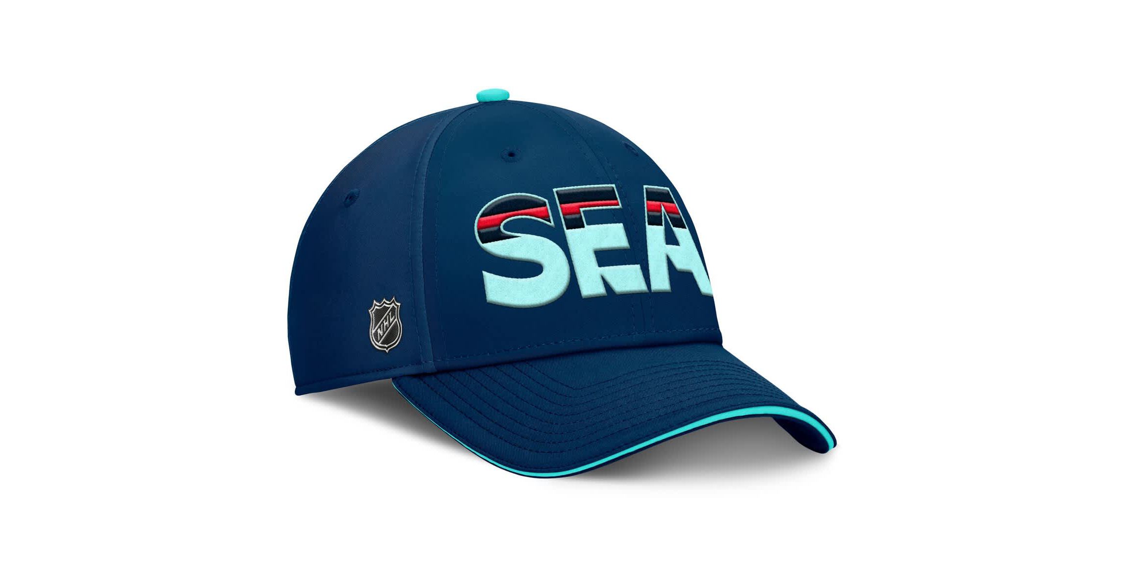 NHL Fanatics Deep Sea Blue/Light Seattle Kraken Authentic Pro Rink Team Code Flex Hat