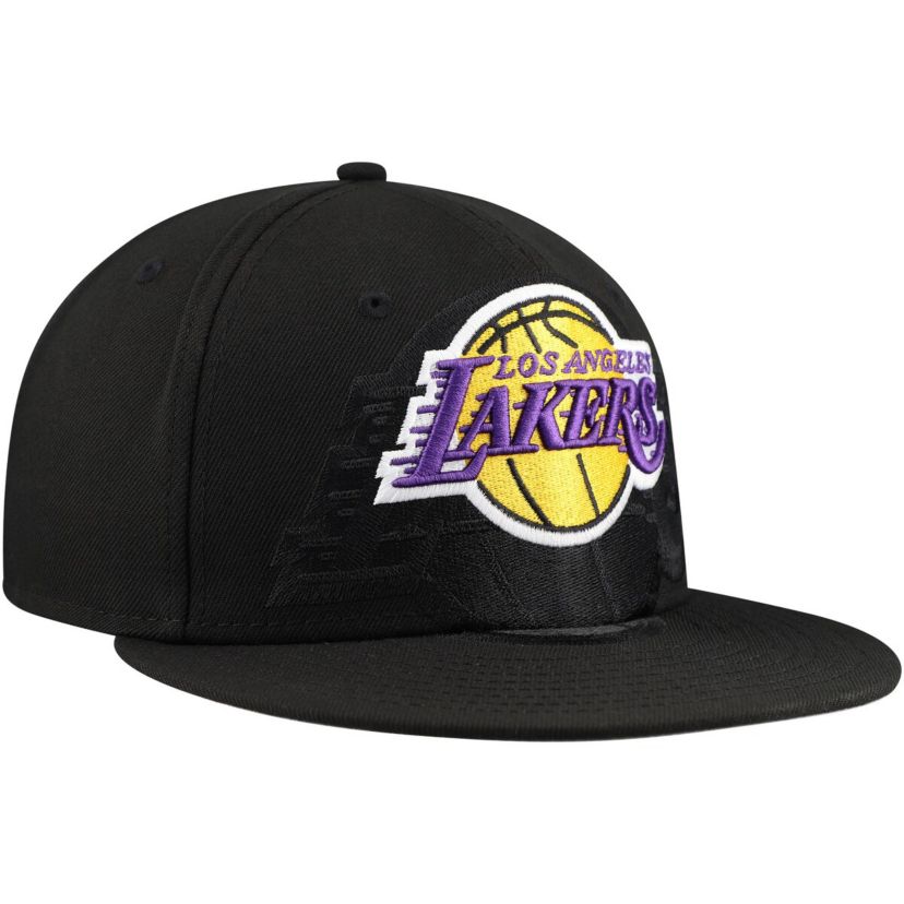 NBA Los Angeles Lakers Blackout Shadow Logo 59FIFTY Fitted Hat