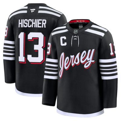 Men's NHL Fanatics Nico Hischier New Jersey Devils Alternate Premium Jersey, Black, 46
