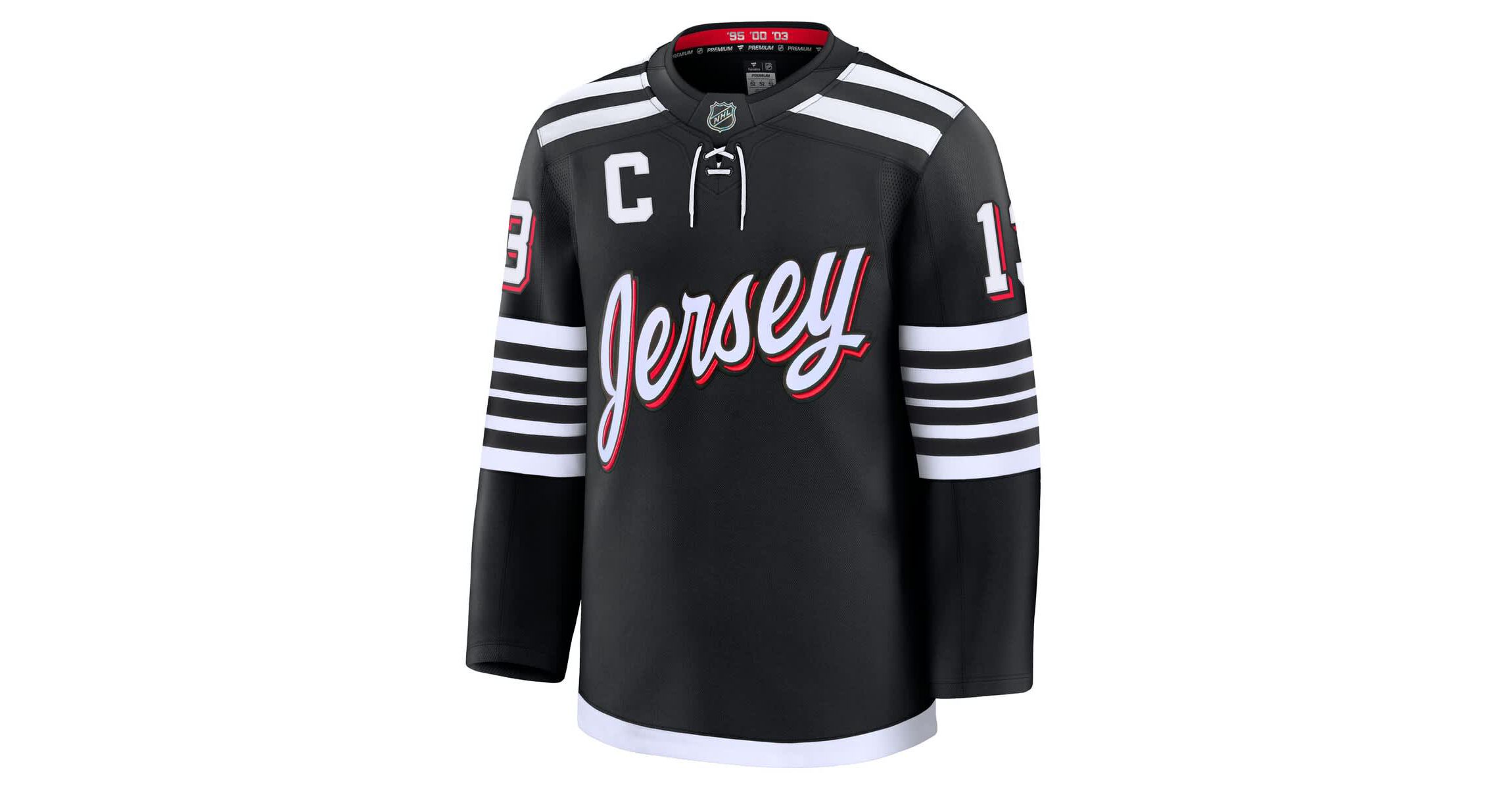 NHL Fanatics Nico Hischier New Jersey Devils Alternate Premium Jersey