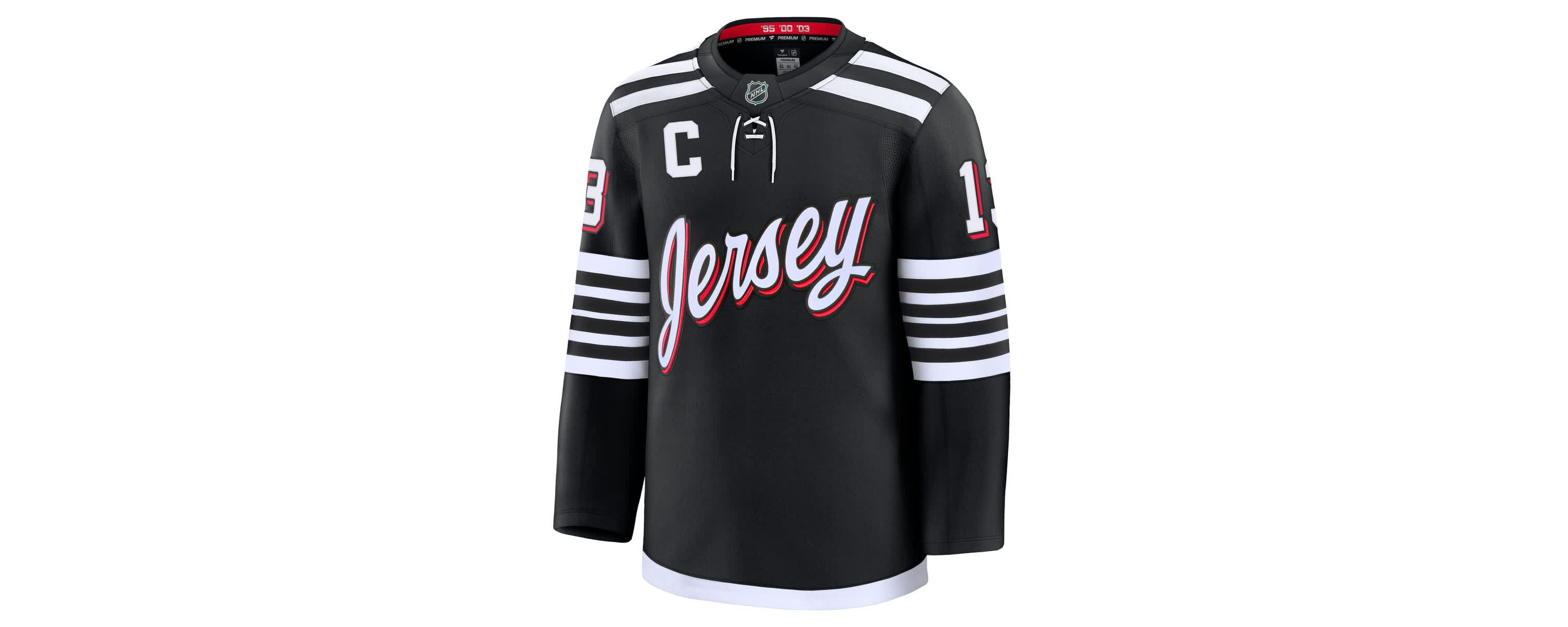 NHL Fanatics Nico Hischier New Jersey Devils Alternate Premium Jersey