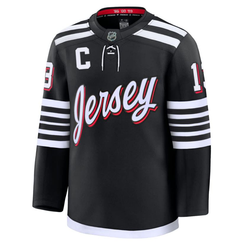 NHL Fanatics Nico Hischier New Jersey Devils Alternate Premium Jersey