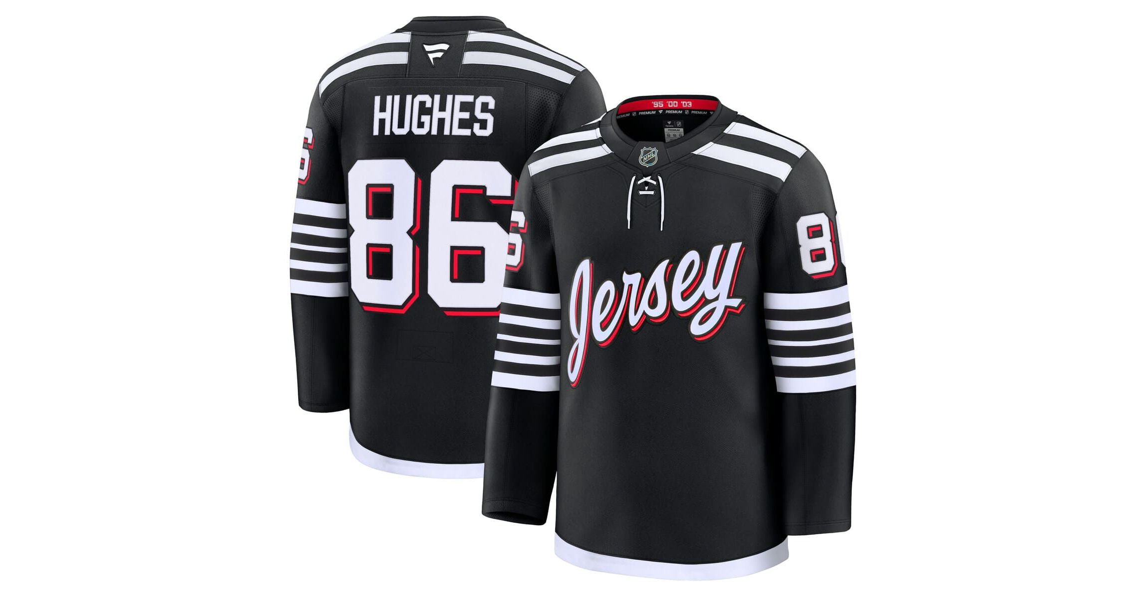 NHL Fanatics Jack Hughes New Jersey Devils Alternate Premium Jersey