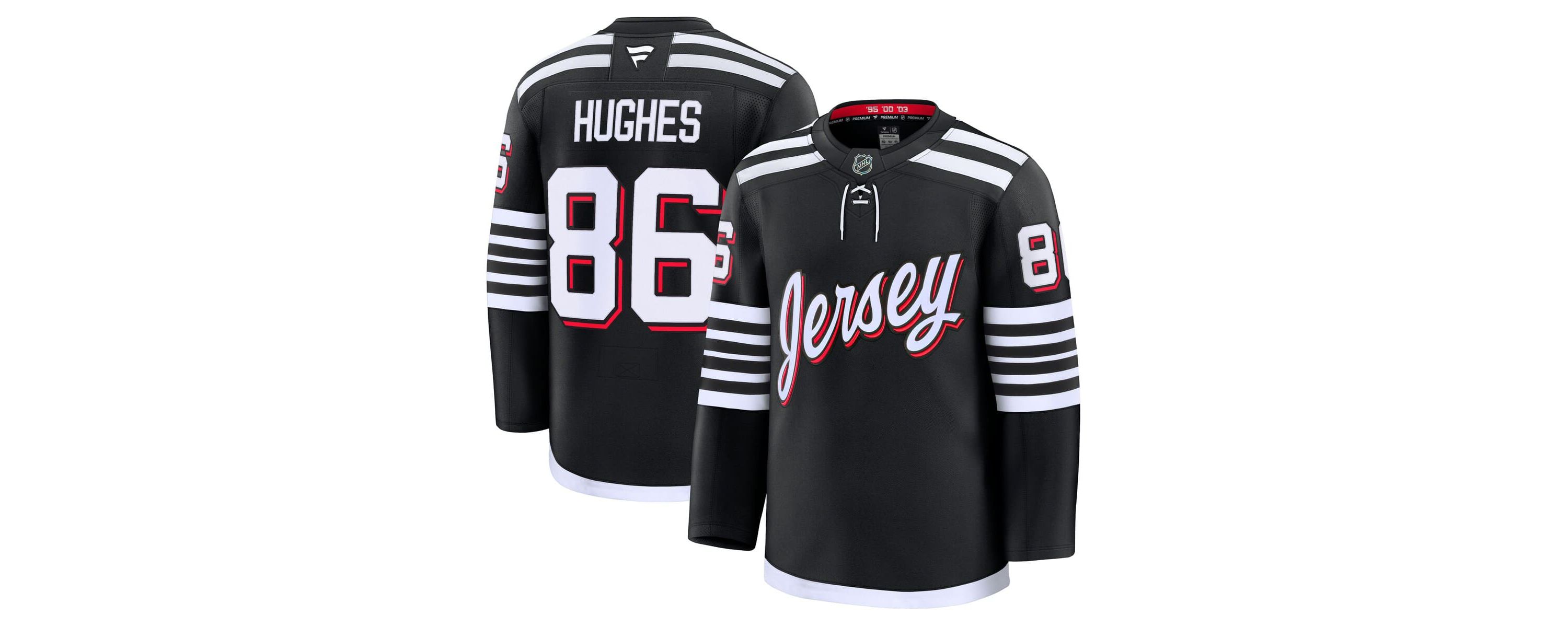 NHL Fanatics Jack Hughes New Jersey Devils Alternate Premium Jersey