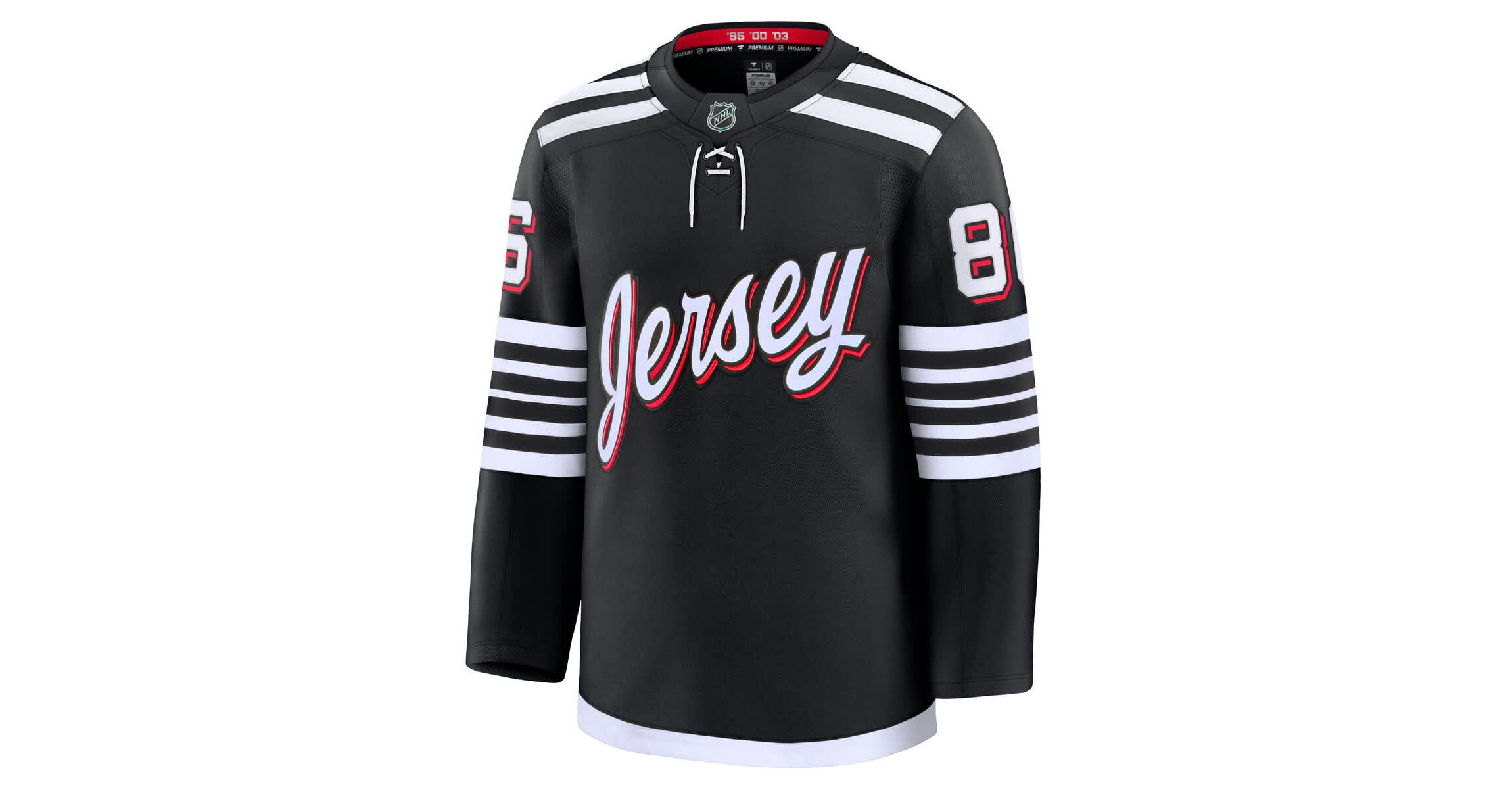 NHL Fanatics Jack Hughes New Jersey Devils Alternate Premium Jersey