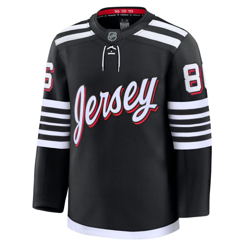 NHL Fanatics Jack Hughes New Jersey Devils Alternate Premium Jersey