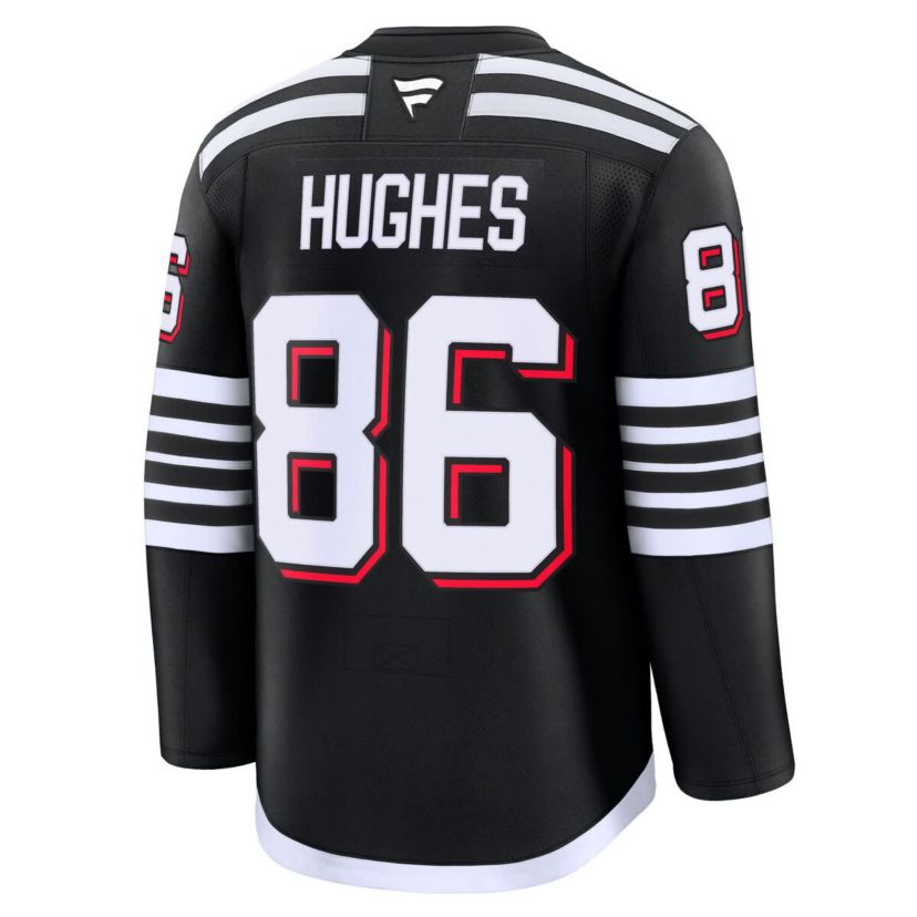NHL Fanatics Jack Hughes New Jersey Devils Alternate Premium Jersey