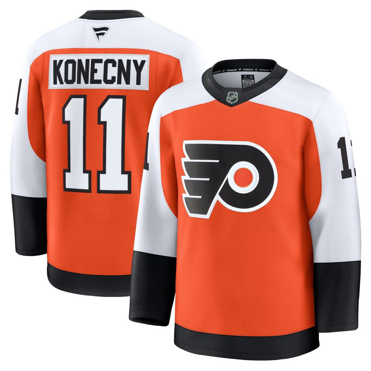 NHL Fanatics Travis Konecny Burnt Philadelphia Flyers Home Premium Jersey
