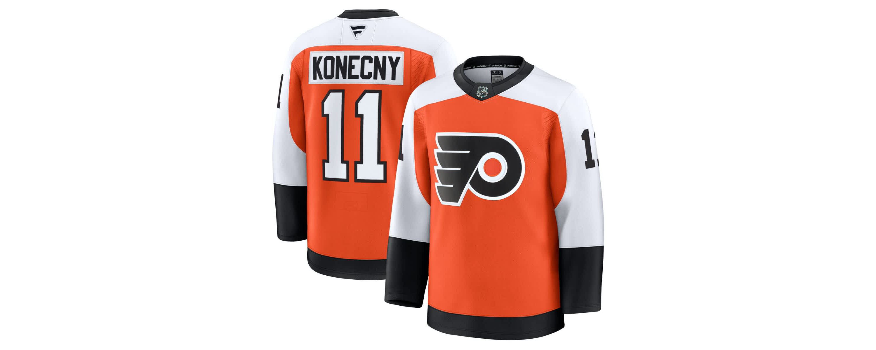 NHL Fanatics Travis Konecny Burnt Philadelphia Flyers Home Premium Jersey