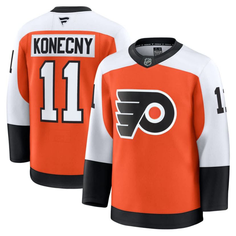 NHL Fanatics Travis Konecny Burnt Philadelphia Flyers Home Premium Jersey