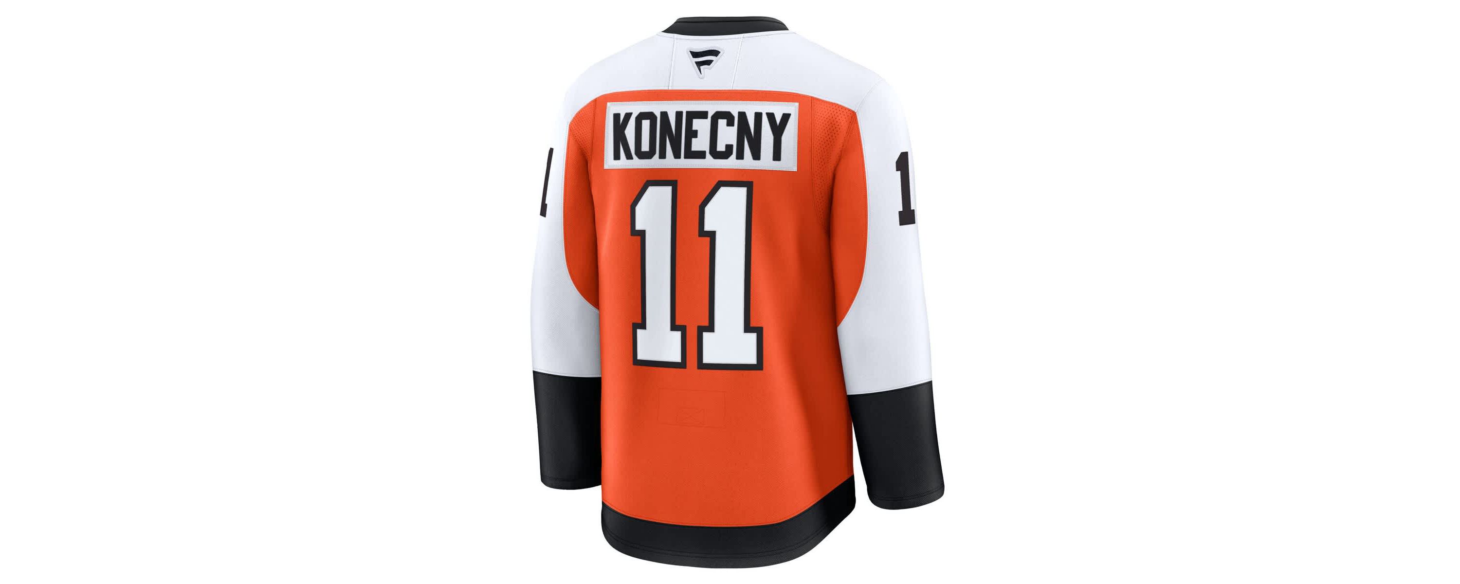 NHL Fanatics Travis Konecny Burnt Philadelphia Flyers Home Premium Jersey