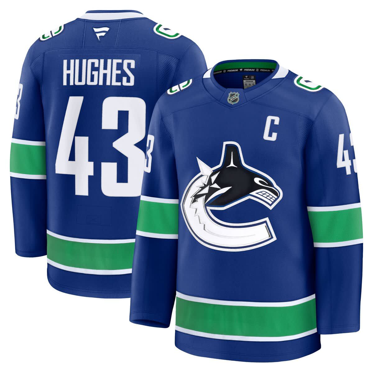 NHL Fanatics Quinn Hughes Vancouver Canucks Home Premium Jersey