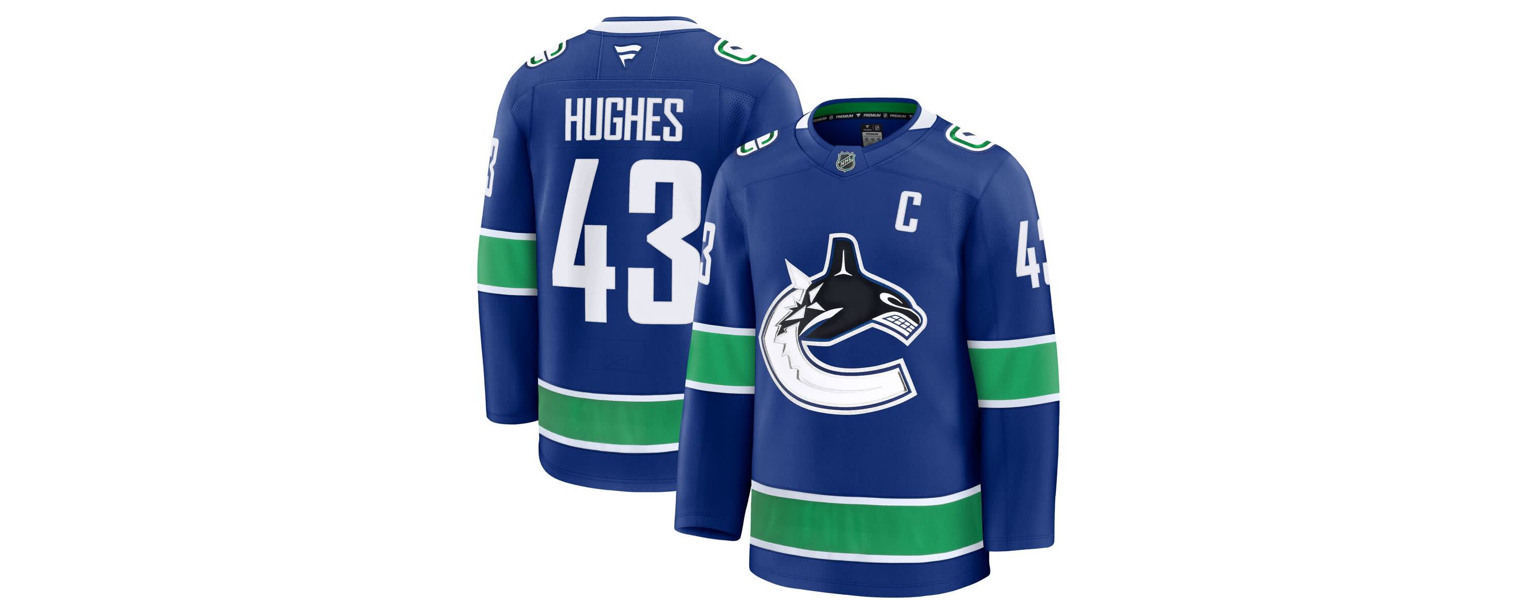 NHL Fanatics Quinn Hughes Vancouver Canucks Home Premium Jersey