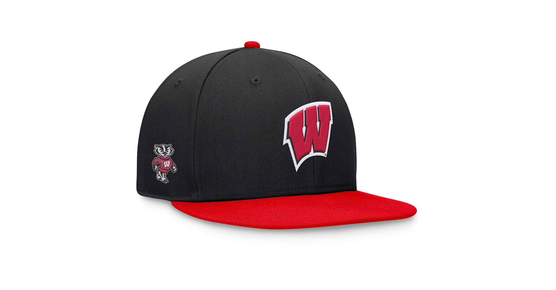 NCAA Black/Red Wisconsin Badgers Rally Two-Tone Fitted Hat