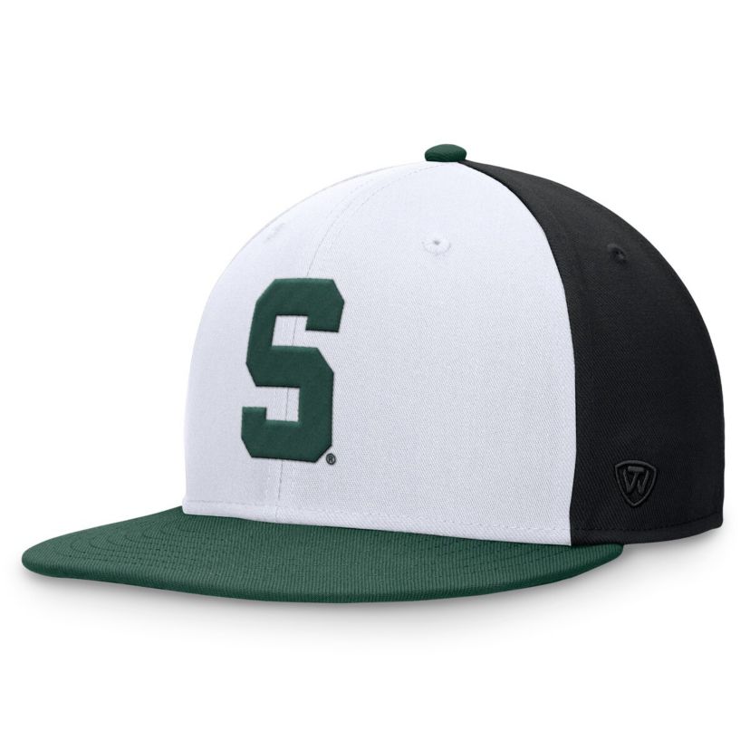 NCAA White/Green Michigan State Spartans Tri-Tone Collector Fitted Hat