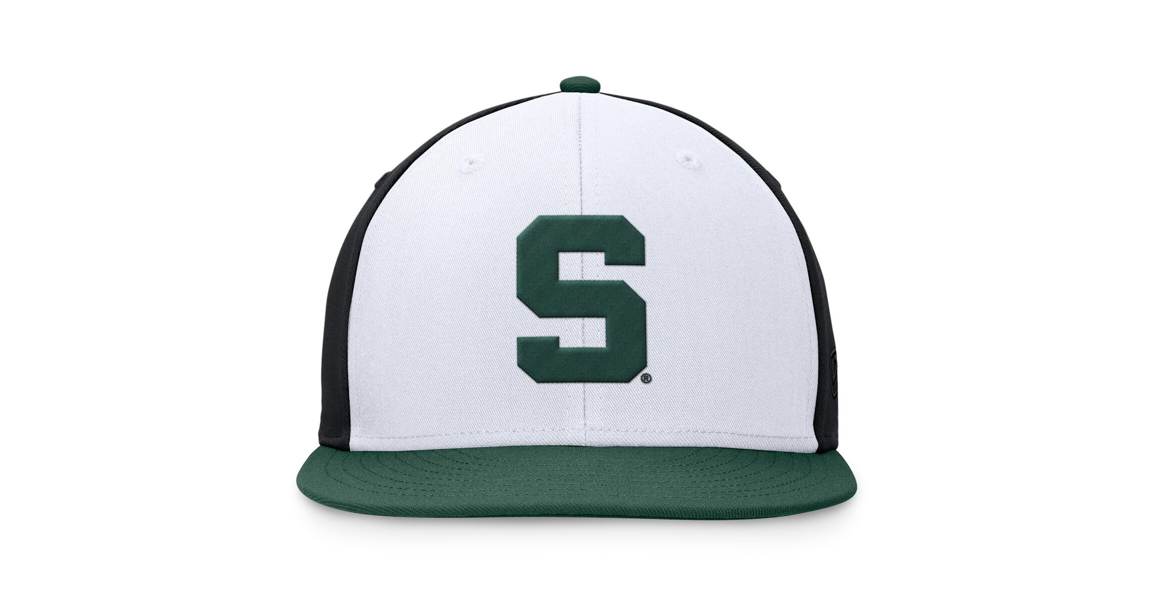 NCAA White/Green Michigan State Spartans Tri-Tone Collector Fitted Hat