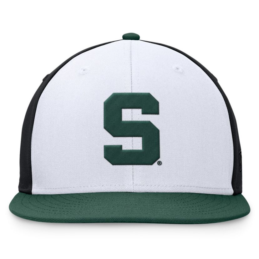 NCAA White/Green Michigan State Spartans Tri-Tone Collector Fitted Hat