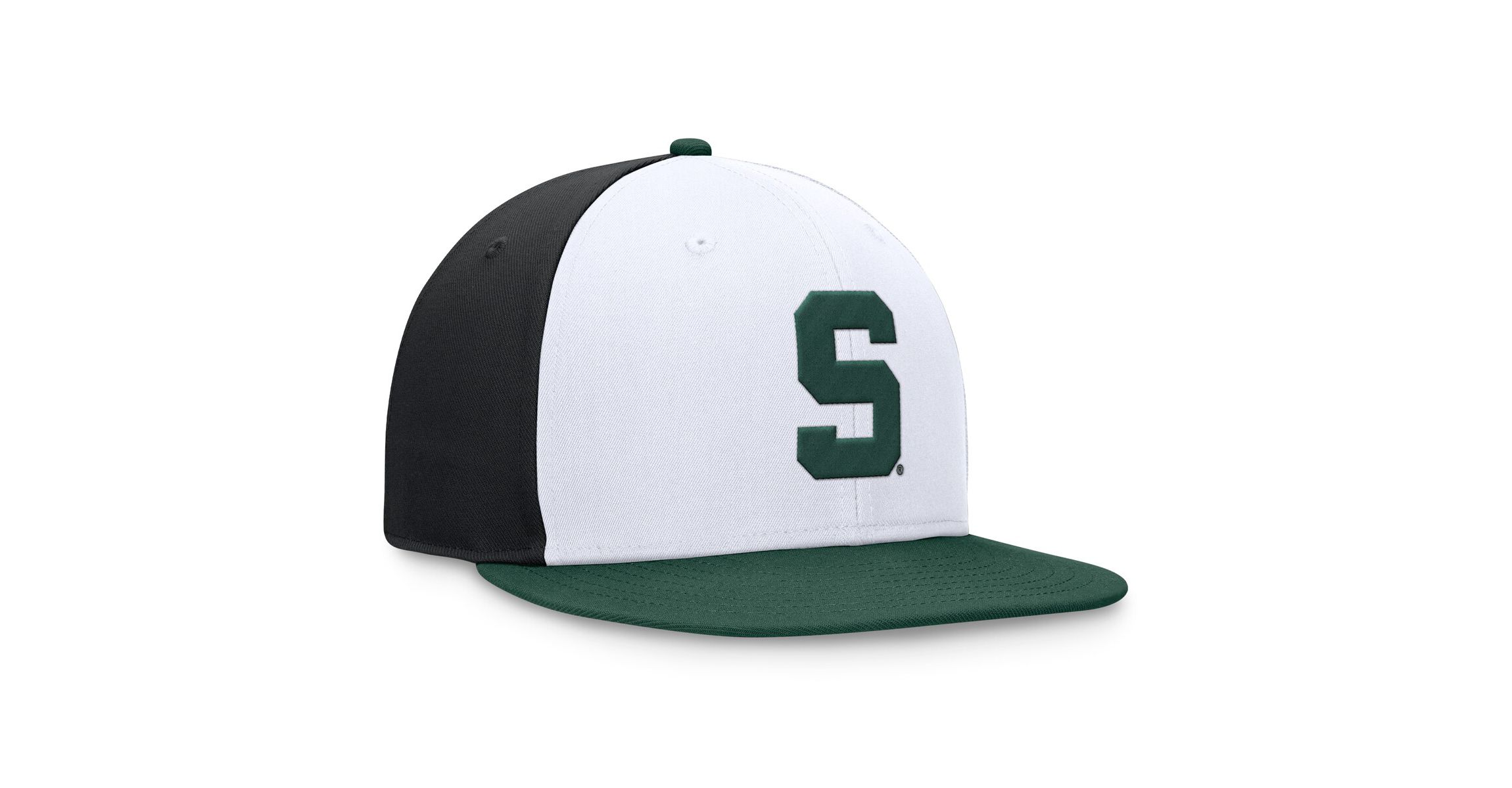 NCAA White/Green Michigan State Spartans Tri-Tone Collector Fitted Hat