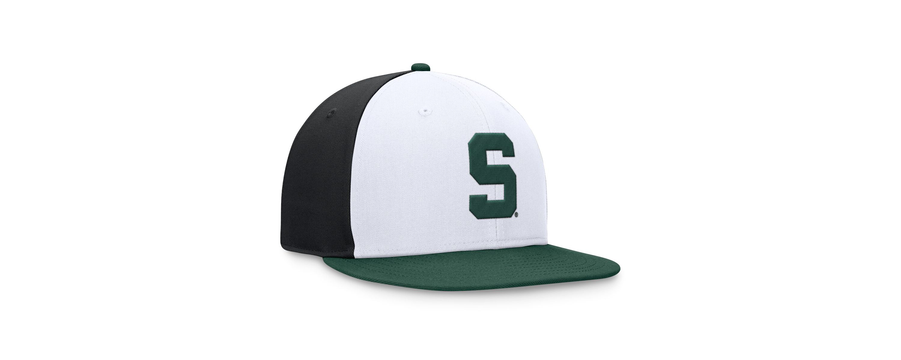 NCAA White/Green Michigan State Spartans Tri-Tone Collector Fitted Hat