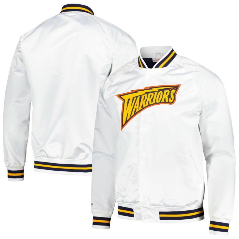 NBA Golden State Warriors Hardwood Classics Throwback Wordmark Raglan Full-Snap Jacket