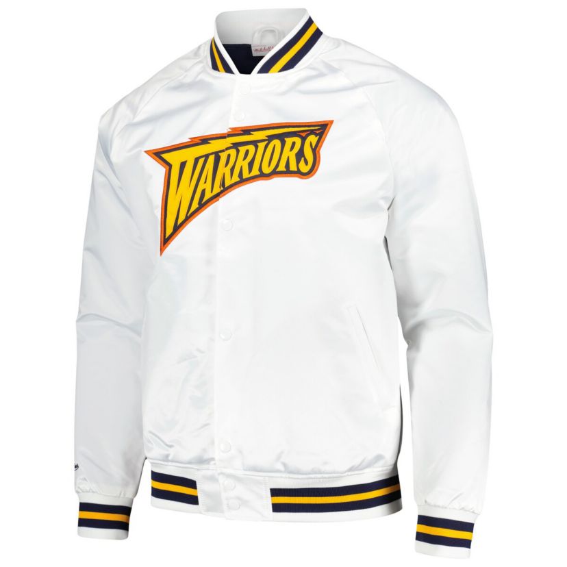 NBA Golden State Warriors Hardwood Classics Throwback Wordmark Raglan Full-Snap Jacket