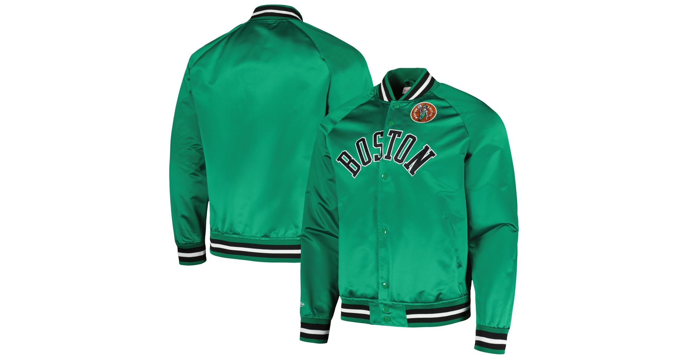 NBA Kelly Boston Celtics Hardwood Classics Throwback Wordmark Raglan Full-Snap Jacket