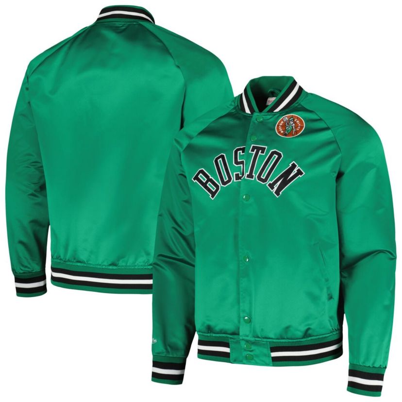 NBA Kelly Boston Celtics Hardwood Classics Throwback Wordmark Raglan Full-Snap Jacket