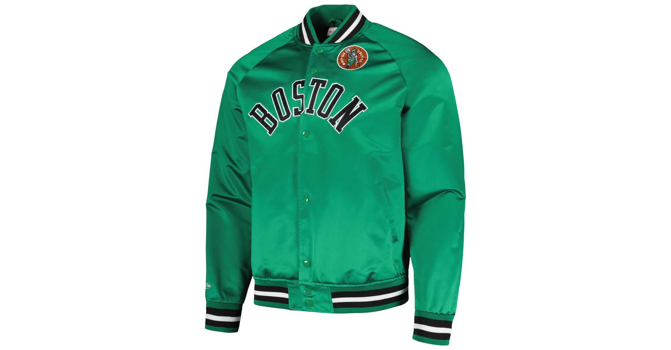 NBA Kelly Boston Celtics Hardwood Classics Throwback Wordmark Raglan Full-Snap Jacket