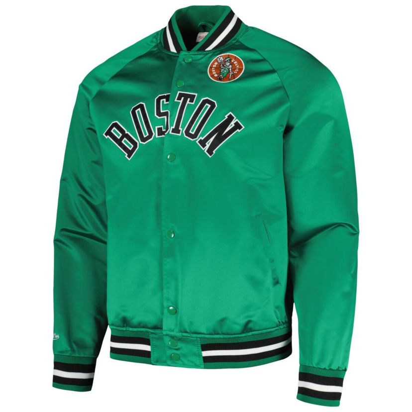 NBA Kelly Boston Celtics Hardwood Classics Throwback Wordmark Raglan Full-Snap Jacket