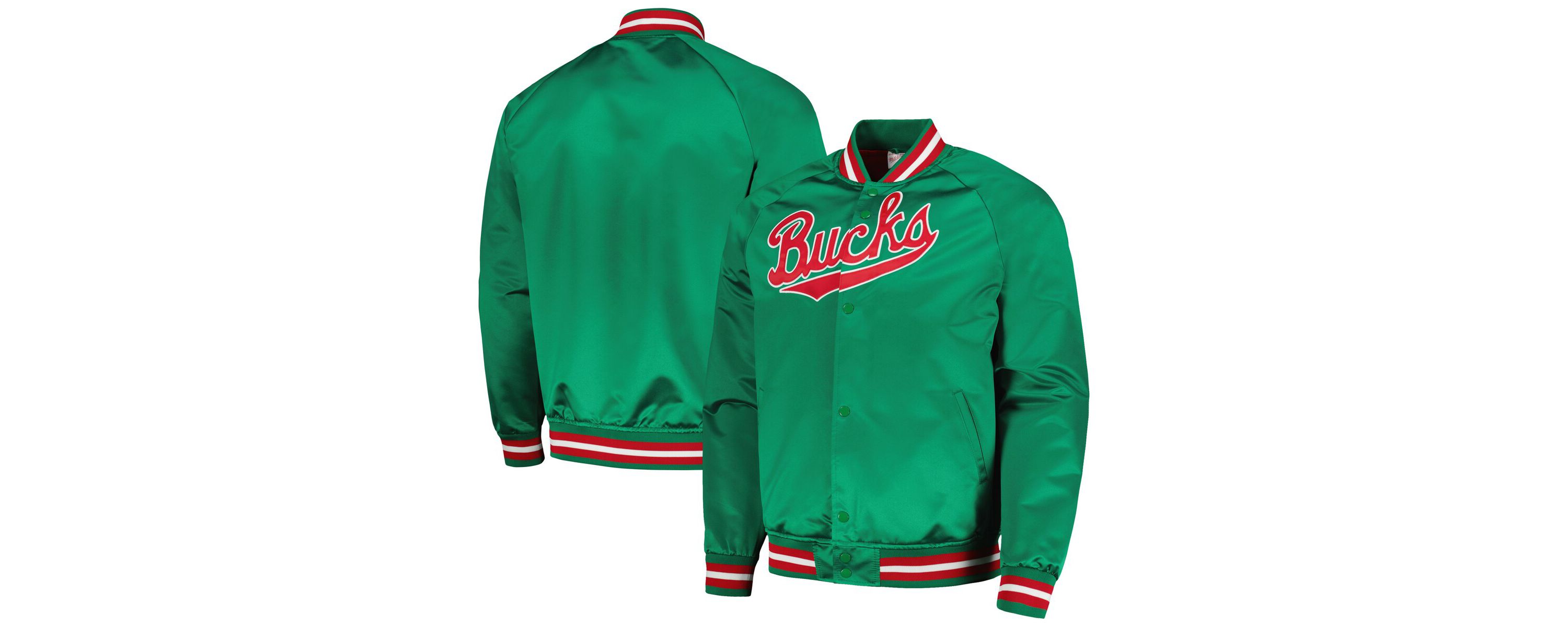 NBA Milwaukee Bucks Hardwood Classics Throwback Wordmark Raglan Full-Snap Jacket