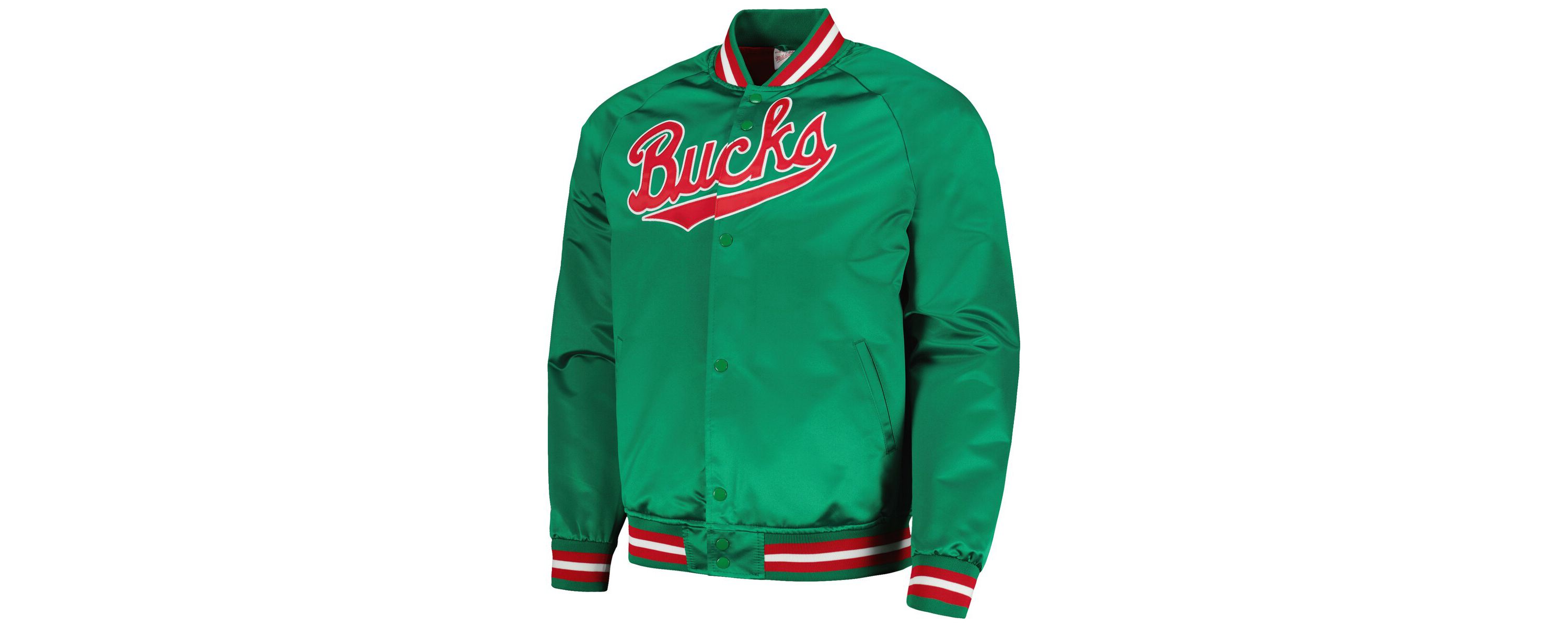 NBA Milwaukee Bucks Hardwood Classics Throwback Wordmark Raglan Full-Snap Jacket