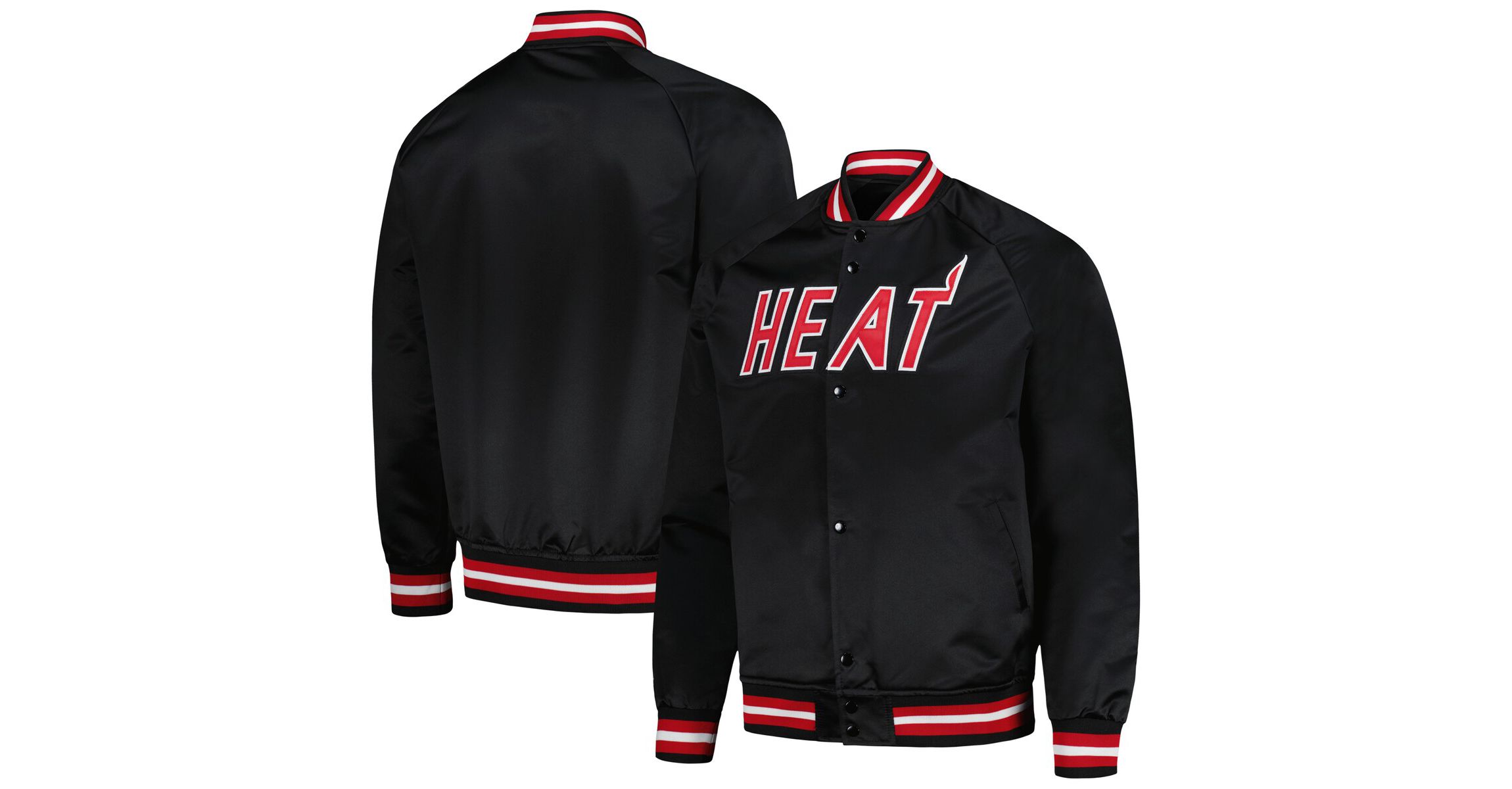 NBA Miami Heat Hardwood Classics Throwback Wordmark Raglan Full-Snap Jacket