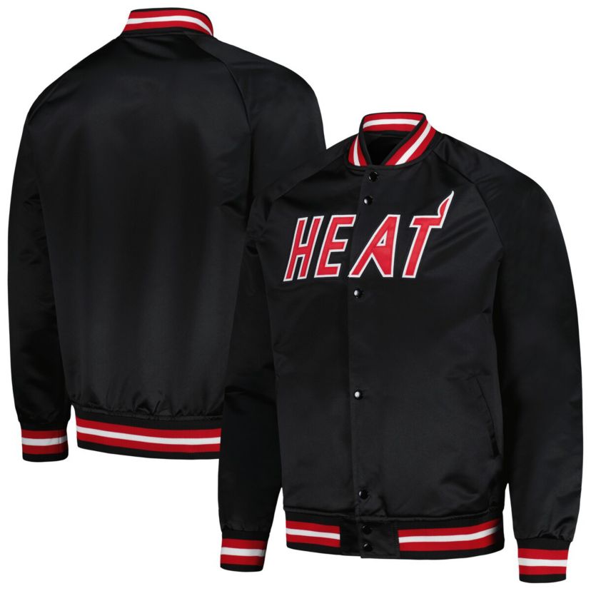 NBA Miami Heat Hardwood Classics Throwback Wordmark Raglan Full-Snap Jacket