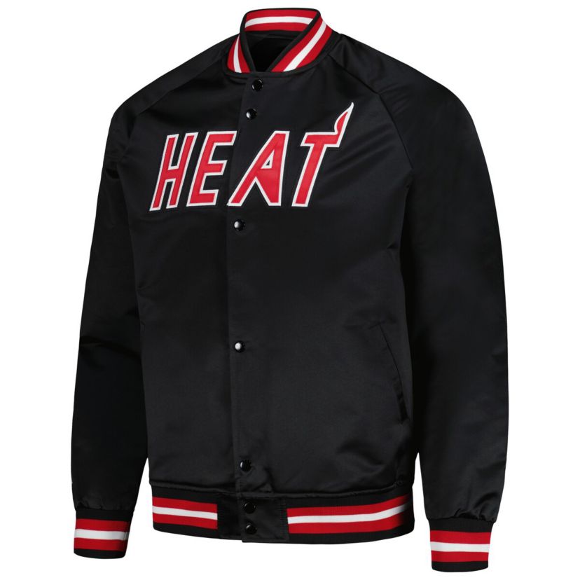 NBA Miami Heat Hardwood Classics Throwback Wordmark Raglan Full-Snap Jacket